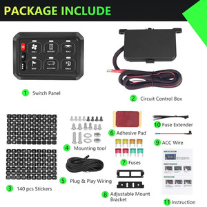 Panneau de commande RGB 6 voies, boîtier relais 6 boutons 12V 40A, kit de mise à niveau de contrôle de circuit pour voiture et bateau - Product Image 2
