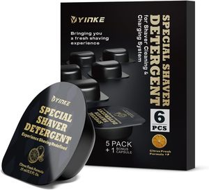 Yinke Lot de 6 solutions de nettoyage de <span class=keywords><strong>rasoir</strong></span> électrique pour <span class=keywords><strong>Braun</strong></span> Clean & Renew Cartouches de recharge CCR, nettoyant de <span class=keywords><strong>rasoir</strong></span> de remplacement - Product Image 1
