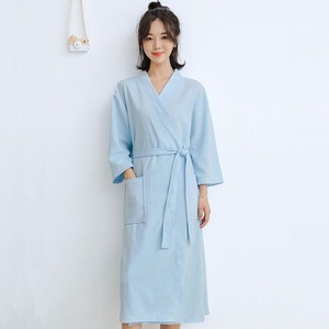 Peignoir d'été unisexe du fabricant, couleur unie, vêtements d'intérieur, taille élastique pour plus <span class=keywords><strong>de</strong></span> confort, idéal printemps-automne - Product Image 4