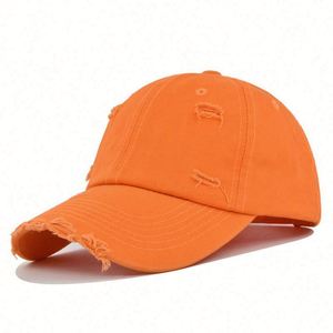 High Quality 100% Cotton Vintage Baseball Cap Custom logo Mens Distressed Ripped Baseball <b>Hats</b> - Product Image 6