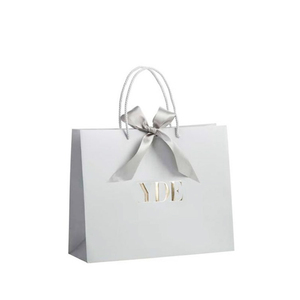 Sacs en <span class=keywords><strong>papier</strong></span> blanc personnalisés pour cadeaux de remerciement, sacs de bienvenue pour <span class=keywords><strong>mariage</strong></span>, sacs pour les entreprises de vente au détail avec ruban et nœud - Product Image 3