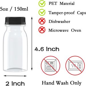 Botellas de Plástico PET Vacías para Bebidas Energéticas, Jugos y Shots de Jengibre, con Tapas, Mini, 2oz (60ml), 4oz (120ml), Aptas para Serigrafía - Product Image 2