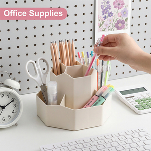 Portapenne da Scrivania Girevole a 360 Gradi, Organizzatore Multi-Scomparto in Plastica per Cancelleria, Contenitore per Matite per Ufficio e Aula - Product Image 5