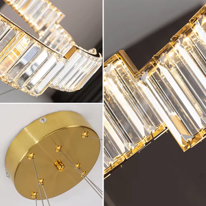 Iluminación moderna sala de estar Dormitorio lámpara de lujo anillo de oro conectado luz colgante de cristal - Product Image 5