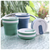 BPA-vrije, food grade, 6oz (350ml) draagbare siliconen drinkbekers, op maat gemaakte vorm, herbruikbare opvouwbare siliconen bekers, opvouwbare siliconen beker