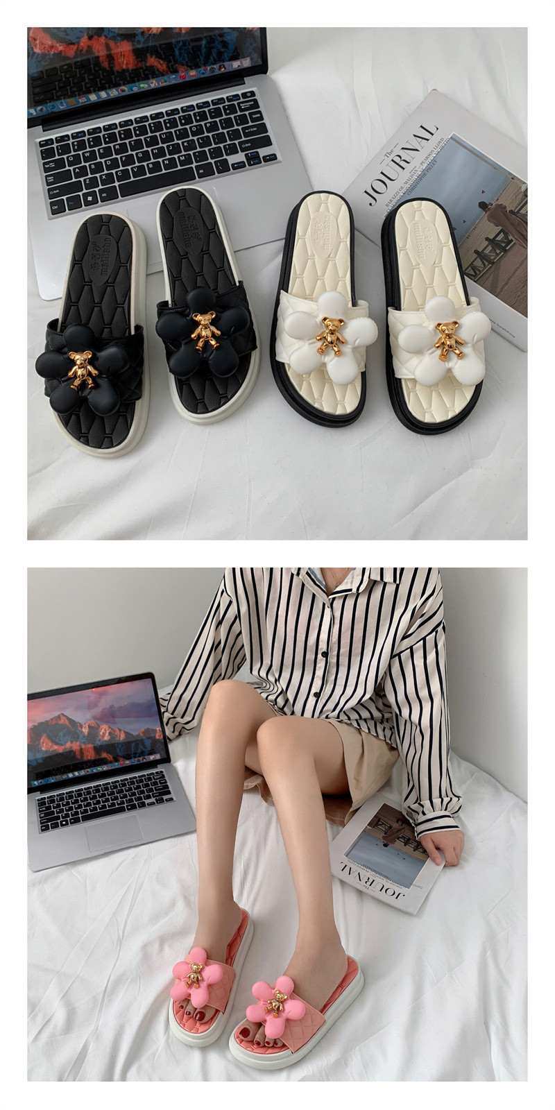 Ladies Wholesale China Flat Shoes Heightening and Thickening Casual Flat Sandals Slippers Women