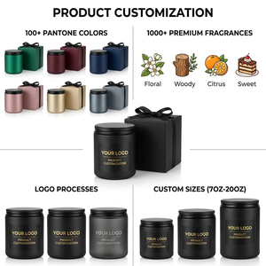 Bougie parfumée en cire de soja dans un bocal en verre noir de luxe, finition mate, style moderne minimaliste pour une esthétique sombre, décoration d'intérieur, cadeau de luxe - Product Image 2