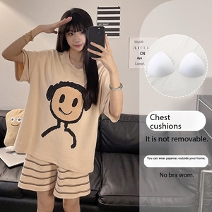 חלוק יוקרתי אלגנטי לנשים להגדיר סט אורך לילה קצר חליפות פיג 'מה סרוגים בד תחרה לקצץ קריקטורה חיה - Product Image 5