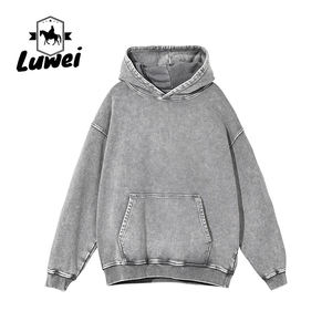 Custom Logo Water <b>Washed</b> Hoodie High Street Series <b>Washing</b> 100% Cotton Male Sweater Stone <b>Washed</b> Vintage Hoodie - Product Image 1