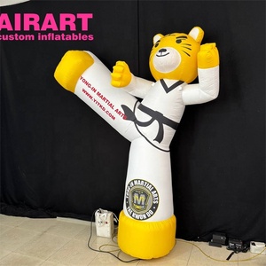 3 Metre Boyunda Özelleştirilmiş Boyutta Şişme Kaplan Karate Maskotu, Şişme Sevimli Tekvando Karakter Balonu - Product Image 2