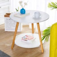 Table d'appoint ronde nordique simple et moderne, petite table de chevet en bois, table basse solide de style européen pour salon