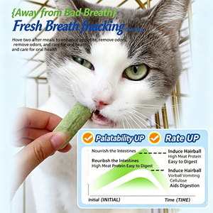 Bastoncini di Erba per Gatti Liofilizzati, Controllo dei Noduli di Pelo, Fibra Digestiva, Snack Naturale Senza Cereali per Gatti da Interno - Product Image 3