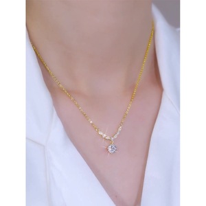 Dazzling Full Diamond Necklace Round Brilliant Cut Women's Elegant Clavicle Chain Everyday Wear - Product Image 3