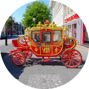 Autocar Royal rouge électrique de luxe à quatre roues/chariot à chevaux touristique/chariot à chevaux pour Noël