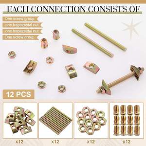 Kit de tornillos y tuercas de acero M6 con espigas de madera, accesorios completos para la producción de marcos de cama de madera DIY - Product Image 5