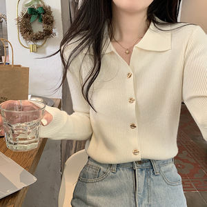 Maglione da <span class=keywords><strong>Donna</strong></span> all'Ingrosso <span class=keywords><strong>Autunno</strong></span> e <span class=keywords><strong>Inverno</strong></span> 2024, Maglia a Maniche Lunghe con Colletto Coreano, Nuovo Top in Stile Straniero - Product Image 5