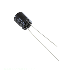 Condensador de Canal de Fabricante 16MH722MEFC5X7, Aluminio, 22uF, 20%, 16V, Radial TH, de Orificio Pasante - Product Image 1