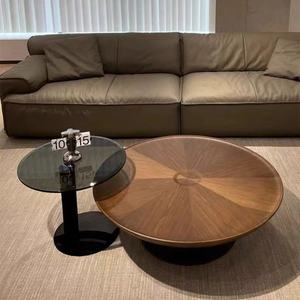 Italian Minimalist Round Coffee <b>Table</b> <b>Wood</b> <b>Top</b> Modern Design Living Room Furniture - Product Image 1