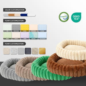 Hoogwaardig orthopedisch traagschuim rond honden- en kattenbed, grote maat, met wasbare, afneembare hoes, op maat gemaakt hondenbed - Product Image 2