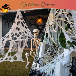 Décor d'Halloween Pafu, toile d'araignée à découper soi-même, filet flexible, filet extensible, décorations de toiles d'araignée effrayantes avec piquets de sol - Product Image 4