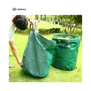 Plastic Garden leaf bags with carrying handles 272L garden waste weed bags