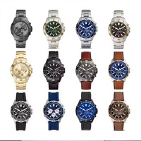 Valerius Jam Tangan Chronograph Kuarsa Pria 46Mm Dial Biru Bezel Berputar Bercahaya 5BAR Jam Tangan Olahraga Tahan Air