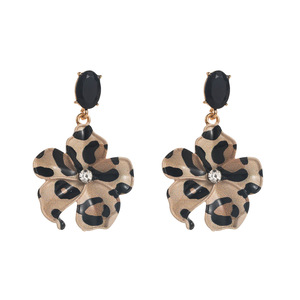 Pendientes con Colgante de Flores y Estampado de Leopardo, Estilo Exagerado y Único para Venta al por Mayor de Pendientes de Flores de Moda - Product Image 6