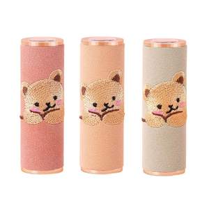 Nouveau Contenant de Baume à Lèvres Rond de Luxe en ABS avec Couvercle Rabattable, Motif Ours Mignon, 3 Couleurs, Tube de Rouge à Lèvres Vide - Product Image 1