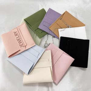 Pochette à bijoux rectangulaire en faux daim de qualité supérieure, sac cadeau en microfibre pour collier et pendentif, organisateur à rabat carré pour la Saint-Valentin - Product Image 5