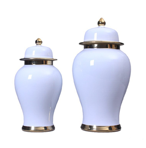 Vase de bureau en porcelaine Art Déco de Jingdezhen avec bordure dorée, jaune moderne pour la décoration de la maison <span class=keywords><strong>et</strong></span> des hôtels - Product Image 3
