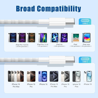 Cable USB C a USB C Trenzado de Alta Calidad, 1M (3.3 Pies), Cable de Carga y Datos Tipo C para Teléfonos iPhone Serie 17, 16 y 15