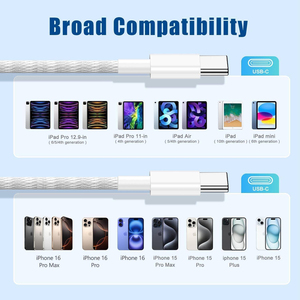 High Quality 3.3FT 1M Length USB <strong>C</strong> To USB <strong>C</strong> Braided <strong>Cable</strong> <strong>Type</strong> <strong>C</strong> <strong>Charging</strong> Data <strong>Cable</strong> for Iphone 17 16 15 Series Phones - Product Image 4