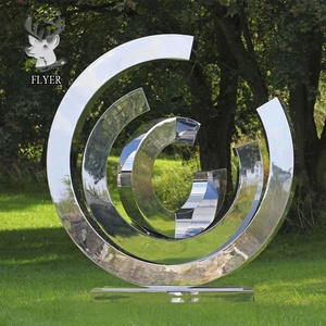 Ngoài Trời Kích Thước Lớn Hiện Đại Đánh Bóng Thép Không Gỉ 304 Trừu Tượng Ả Rập Saudi Vòng Tròn Thép Không Gỉ Bức Tượng - Product Image 5