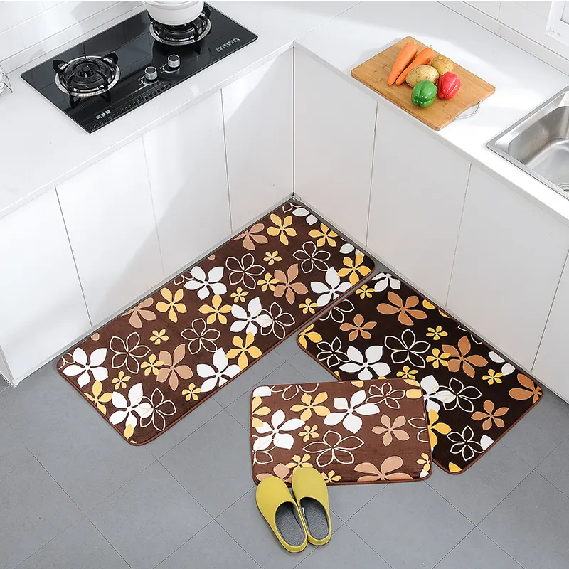 Custom Pattern 3 Piece Soft Anti Fatigue Washable Kitchen Mat Set