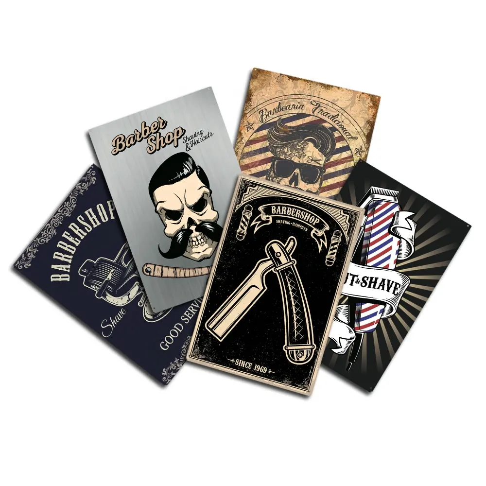 Putuo Decor Kapper Retro Metalen Bord Plaquette Barbershop Tin Teken Muur Ijzeren Kunst Kapper Decoratie