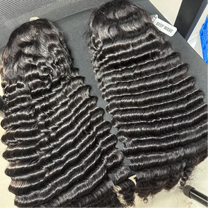 Pelucas <span class=keywords><strong>de</strong></span> Cabello Humano Vietnamita Virgen <span class=keywords><strong>de</strong></span> 15 Pulgadas, Ondulado Profundo, sin Pegamento, con Frente <span class=keywords><strong>de</strong></span> Encaje HD, Cutícula Alineada, Todos los Colores - Product Image 5