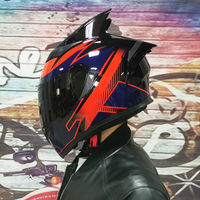 Casque de moto de course professionnel personnalisé avec corne spéciale et queue allongée, double visière intégrale, homologué DOT, Capacete Casqueiro Casque