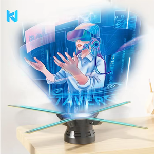 Ventilateur holographique 3D <span class=keywords><strong>avec</strong></span> ventilateur de projecteur d'hologramme 3D et ventilateur à LED pour affichage publicitaire ou exposition <span class=keywords><strong>avec</strong></span> support en métal, Wifi, son - Product Image 3