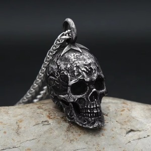 Collar con colgante de calavera de acero inoxidable yunnique, joyería de cadena de estilo Punk para hombre, cadena de hueso de dragón de 60cm, colgante individual A0200 - Product Image 2