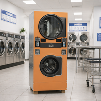 Promotion : Laveuse-sécheuse commerciale entièrement automatique empilable haute performance (paiement par pièce, carte ou QR) idéale pour les laveries