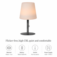Lampe de table LED sans fil rechargeable, 2000 mAh USB Type-C, sans scintillement, CRI élevé, lampe de nuit pour chevet, lecture, bureau