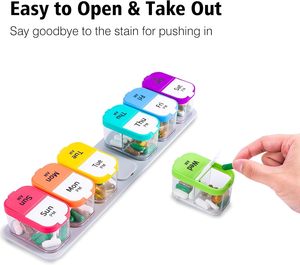 Organizador de pastillas de plástico de gran tamaño para 7 días, caja de pastillas semanal <span class=keywords><strong>extra</strong></span> grande, caja de almacenamiento 2 veces al día para todas sus vitaminas - Product Image 4