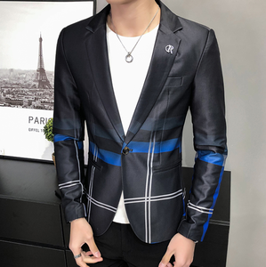 เบลเซอร์ลายสก็อตสไตล์ใหม่สำหรับผู้ชายเบลเซอร์ลายสก็อตสูทแฟชั่นสำหรับนักธุรกิจเสื้อแจ็กเก็ตแบบบาง <span class=keywords><strong>M</strong></span>-3XL สไตล์ใหม่ - Product Image 5