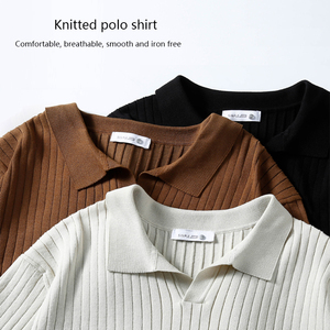 เสื้อโปโลแขนสั้นลายทางผู้ชาย ทรงเข้ารูป สไตล์ลำลอง ผ้าทอทันสมัยสำหรับฤดูร้อน เหมาะสำหรับเล่นกอล์ฟ - Product Image 2