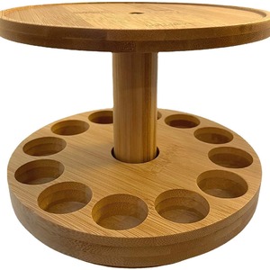 Cross-border best-selling minimalist European and American style double-layer bamboo <b>rotating</b> essential oil <b>display</b> rack, - Product Image 4
