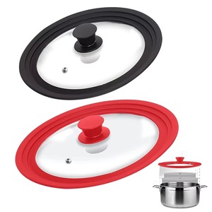 16-22-28-32cm Silicone <b>Glass</b> Covers Pans Skillets Multifunctional Adaptable Lids Stove Round <b>Protector</b> Caps Kitchen Accessories - Product Image 1
