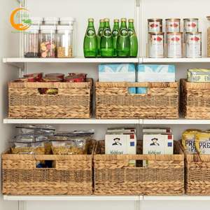 Cesta de Almacenamiento Multifuncional Ecoka, Hecha a Mano, Ecológica, de Jacinto de Agua y Pasto Marino Natural, con Asas, Modelo 03 en Stock - Product Image 1