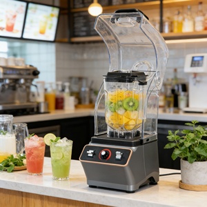 Mixeur électrique multifonctionnel pour la cuisine, équipé d'une tige d'agitation et d'un couvercle insonorisé, mixeur rapide pour smoothies - Product Image 4
