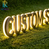 Enseigne commerciale en métal personnalisée en gros, enseigne LED 3D avec lettres dorées pour restaurant haut de gamme, enseigne publicitaire pour devanture de magasin