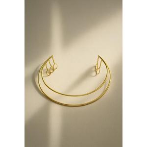 Diadème minimaliste en or |   Couronne avec anneaux pendantes |   Diadème de mariée |   Accessoire de cheveux élégant pour mariage - Product Image 3